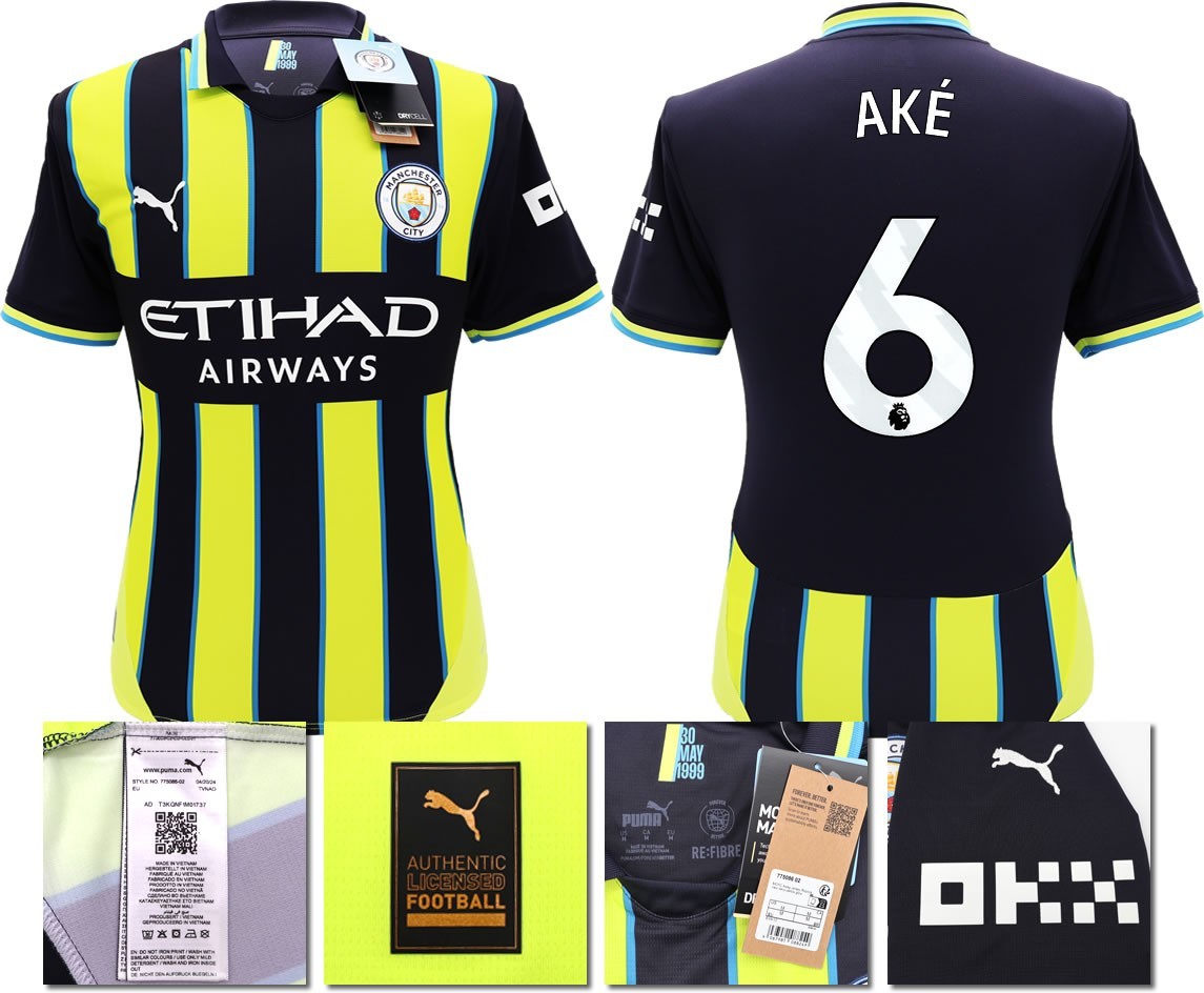 BNWT 2024 2025 MAN CITY PUMA AWAY AKE 6 FOOTBALL SHIRT