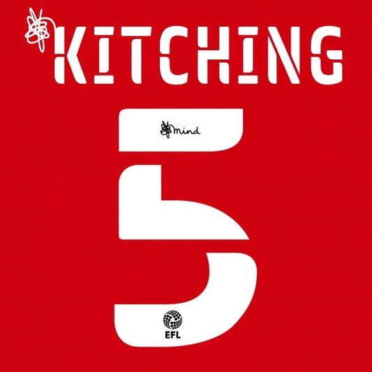 BARNSLEY 2020 2021 OFFICIAL KITCHING 5 HOME PLAYER SIZE NAME SET
