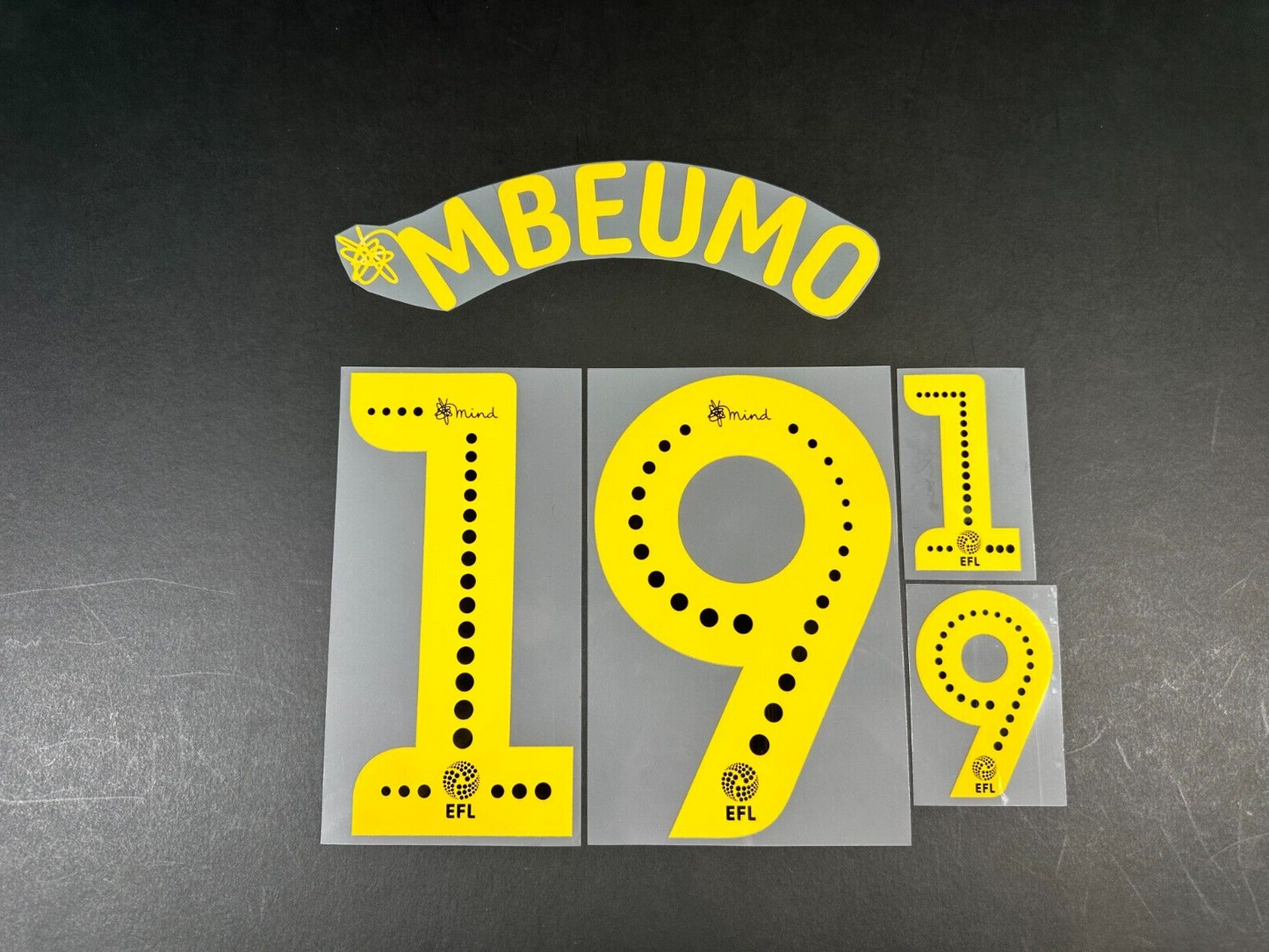 BRENTFORD FC 19-20 MBEUMO 19 OFFICIAL SPORTING ID YELLOW PLAYER SIZE NAME SET