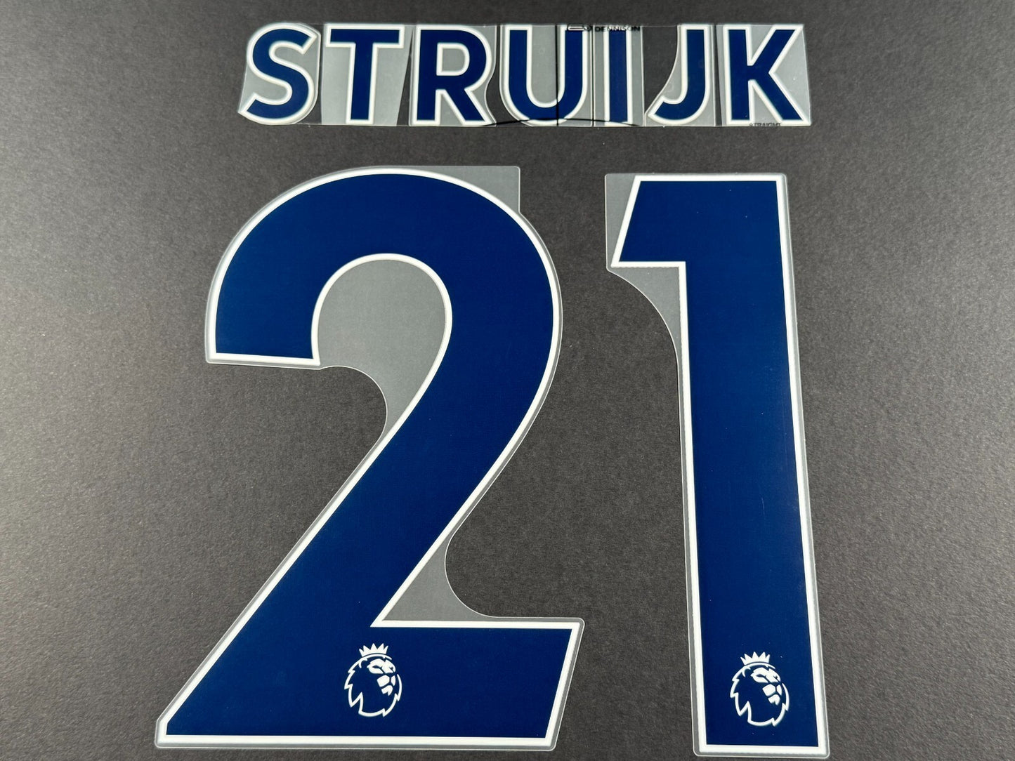 LEEDS UNITED 2022 2023 STRUIJK 21 OFFICIAL AVERY BLUE PLAYER SIZE NAME SET