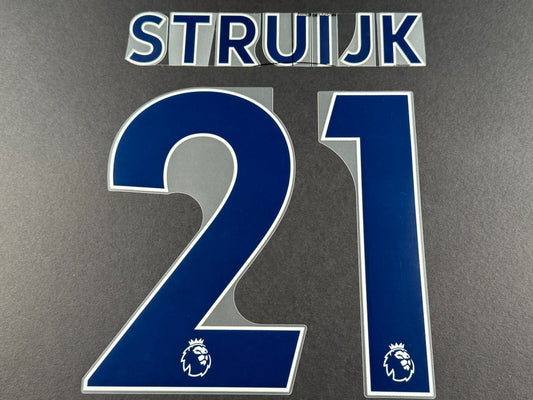 LEEDS UNITED 2022 2023 STRUIJK 21 OFFICIAL AVERY BLUE PLAYER SIZE NAME SET