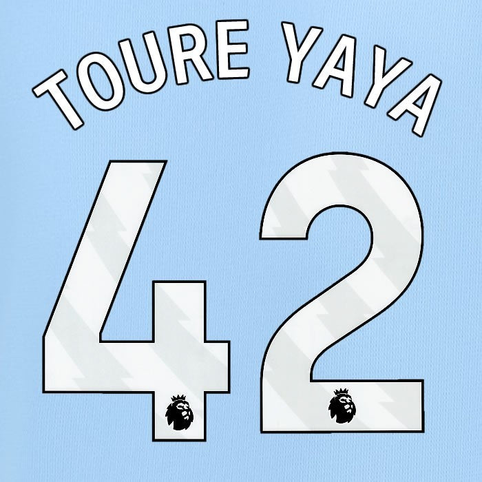 2023 2024 MAN CITY YAYA TOURE 42 WHITE HOME PLAYER SIZE NAME SET
