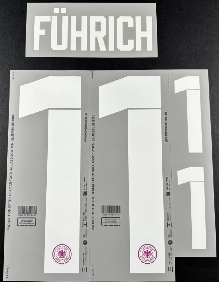 GERMANY 2023 2025 OFFICIAL NAME & NUMBERING FUHRICH 11 AWAY PLAYER SIZE NAMESET
