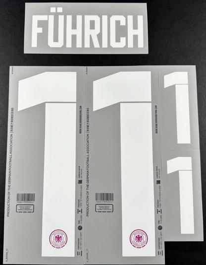 GERMANY 2023 2025 OFFICIAL NAME & NUMBERING FUHRICH 11 AWAY PLAYER SIZE NAMESET
