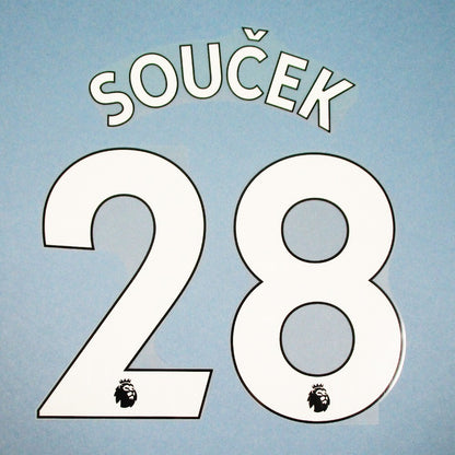 WEST HAM 2019-23 SOUCEK 28 OFFICIAL AVERY DENNISON WHITE PLAYER SIZE NAME SET