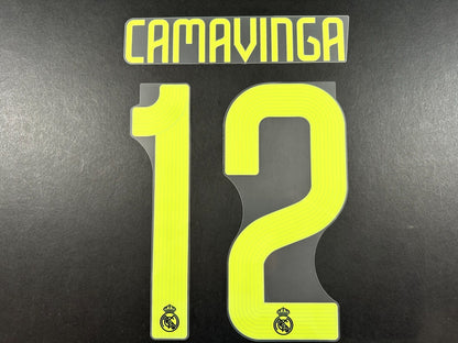 2022 2023 AVERY DENNISON REAL MADRID CAMAVINGA 12 3RD GREEN PLAYER SIZE NAMESET