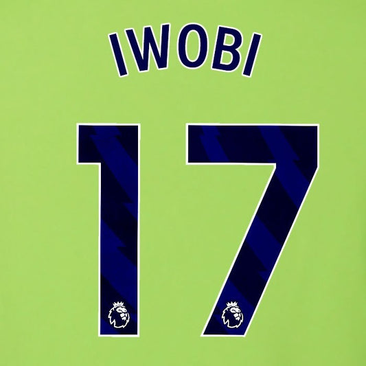 2025 2026 OFFICIAL FULHAM IWOBI 17 BLUE AWAY PLAYER SIZE NAMESET