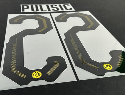 2018 2019 ELMS UK BORUSSIA DORTMUND PULISIC 22 HOME PLAYER SIZE NAME SET
