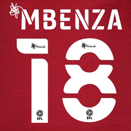 HUDDERSFIELD 2020 2021 OFFICIAL MBENZA 18 AWAY PLAYER SIZE NAME SET