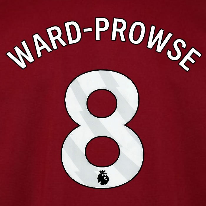2025 2026 WEST HAM WARD PROWSE 8 OFFICIAL WHITE HOME PLAYER SIZE NAMESET