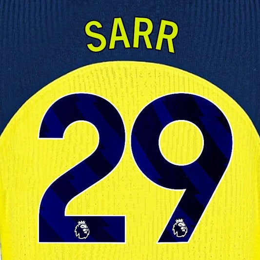 2025 2026 TOTTENHAM SARR 29 3RD PLAYER SIZE NAME SET