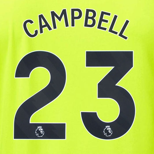 ARSENAL 2023/24 CAMPBELL 23 OFFICIAL AVERY DENNISON BLACK PLAYER SIZE NAME SET