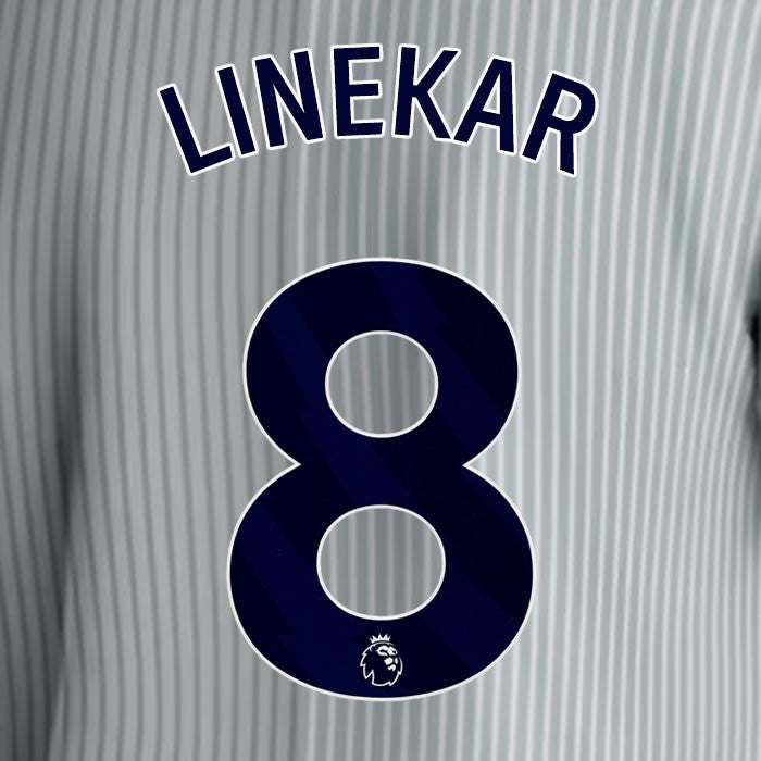 2023 2024 EVERTON LINEKAR 8 OFFICIAL BLUE 3RD PLAYER SIZE NAMESET