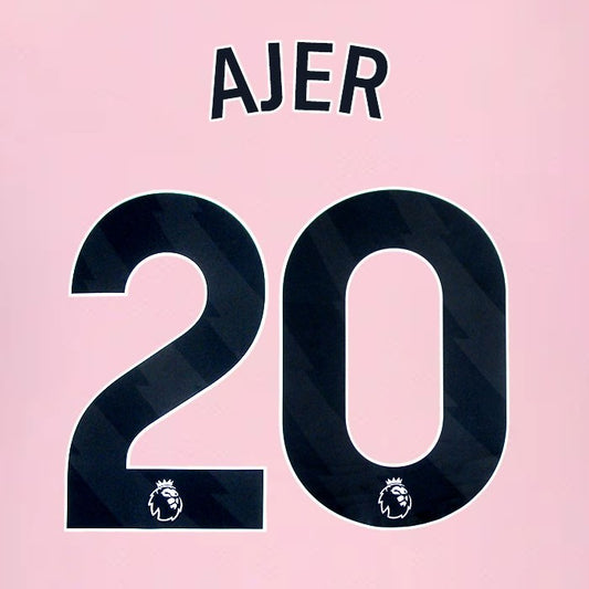 2024 2025 BRENTFORD AJER 20 OFFICIAL BLACK AWAY PLAYER SIZE NAMESET