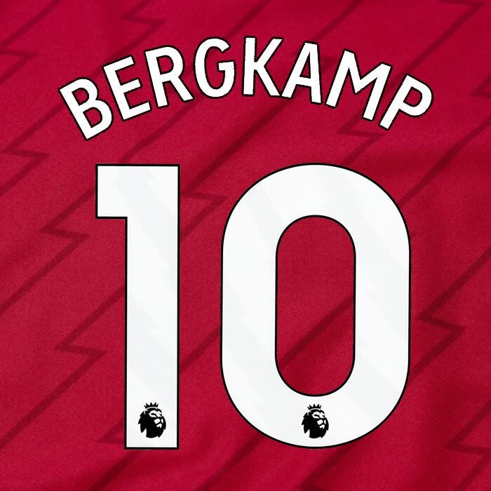 ARSENAL 2023/24 BERGKAMP 10 OFFICIAL AVERY DENNISON WHITE PLAYER SIZE NAME SET