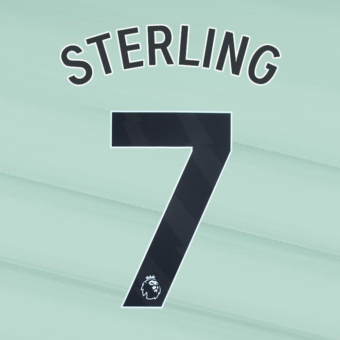 2023 2024 OFFICIAL CHELSEA STERLING 7 BLACK 3RD PLAYER SIZE NAMESET