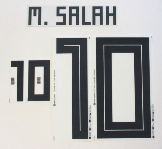 2018 WORLD CUP OFFICIAL EGYPT M. SALAH 10 AWAY PLAYER SIZE NAMESET