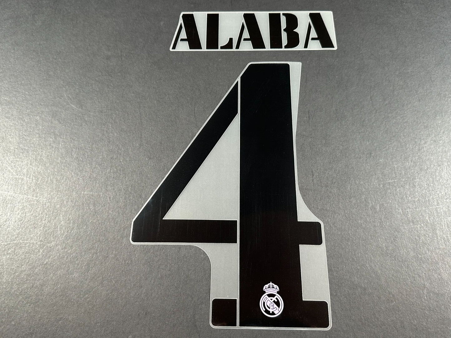 2022 2023 AVERY DENNISON REAL MADRID ALABA 4 HOME BLACK PLAYER SIZE NAMESET