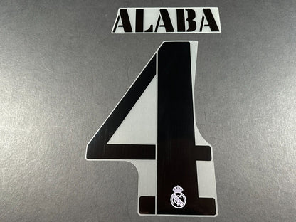 2022 2023 AVERY DENNISON REAL MADRID ALABA 4 HOME BLACK PLAYER SIZE NAMESET