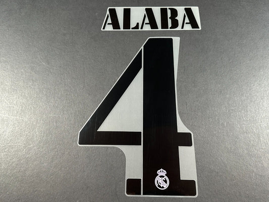 2022 2023 AVERY DENNISON REAL MADRID ALABA 4 HOME BLACK PLAYER SIZE NAMESET