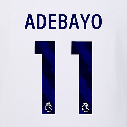 2023 2024 LUTON TOWN OFFICIAL ADEBAYO 11 BLUE AWAY PLAYER SIZE NAMESET