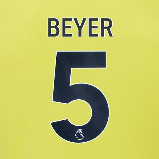 2023 2024 BURNLEY BEYER 5 OFFICIAL BLACK AWAY PLAYER SIZE NAMESET