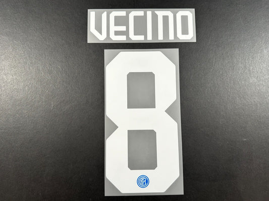 INTER MILAN 2019 2020 VECINO 8 OFFICIAL HOME WHITE PLAYER SIZE NAMESET