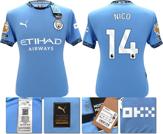 BNWT 24 25 MAN CITY PUMA HOME NICO 14 + PATCHES FOOTBALL SHIRT MEN'S XXL