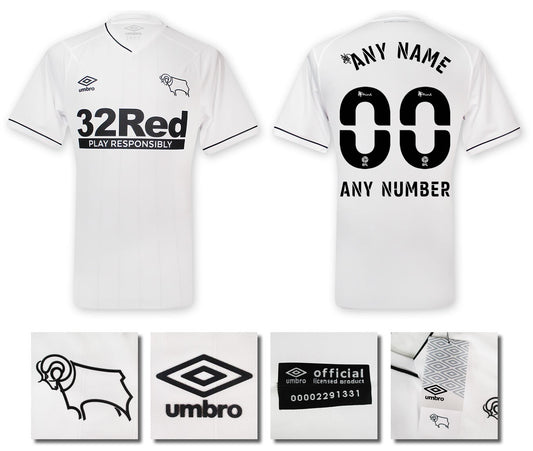 BNWT 2020 2021 DERBY HOME UMBRO FOOTBALL SHIRT PERSONALISED MEN'S