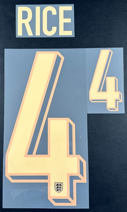 ENGLAND 2024-2025 OFFICIAL SPORTING ID RICE 4 AWAY PLAYER SIZE NAMESET