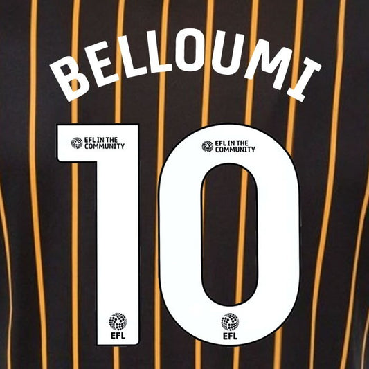 25 26 HULL CITY BELLOUMI 10 OFFICIAL WHITE HOME PLAYER SIZE NAME SET 230MM