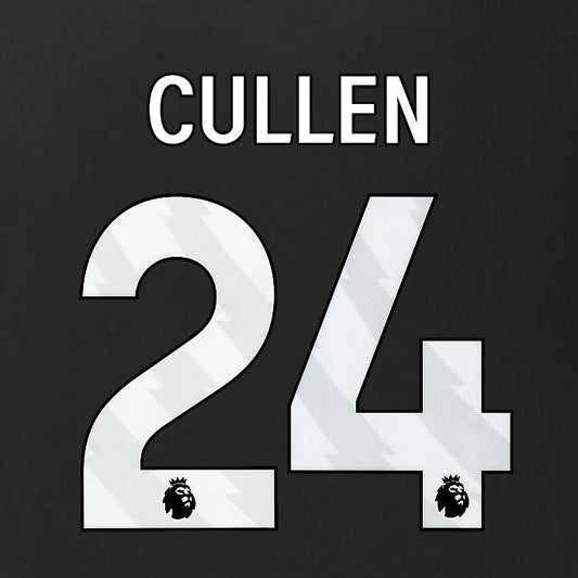 2025 2026 BURNLEY CULLEN 24 OFFICIAL WHITE 3RD PLAYER SIZE NAMESET