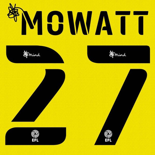 BARNSLEY 2020 2021 OFFICIAL MOWATT 27 3RD PLAYER SIZE NAME SET