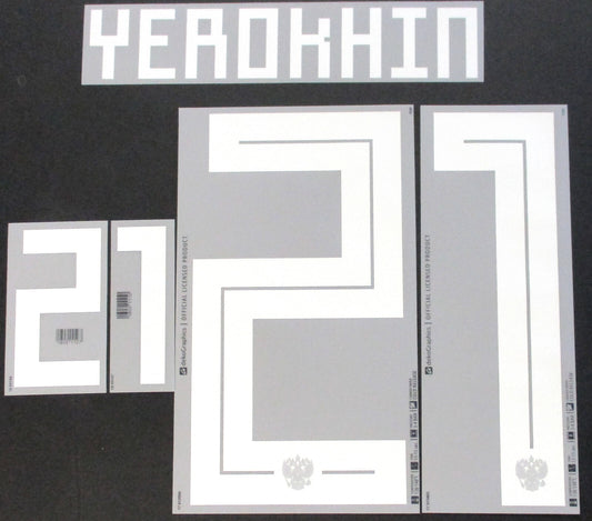 RUSSIA 2018 2019 OFFICIAL YEROKHIN 21 WHITE PLAYER SIZE NAMESET 260MM