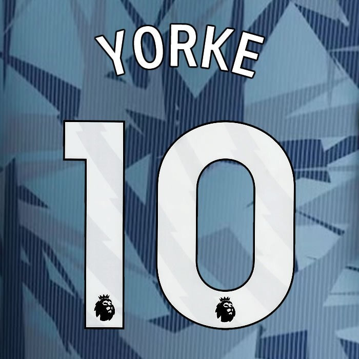 2023 2024 ASTON VILLA YORKE 10 OFFICIAL WHITE 3RD PLAYER SIZE NAMESET
