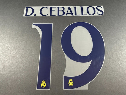 2023 2024 AVERY DENNISON REAL MADRID D. CEBALLOS 19 HOME PLAYER SIZE NAMESET