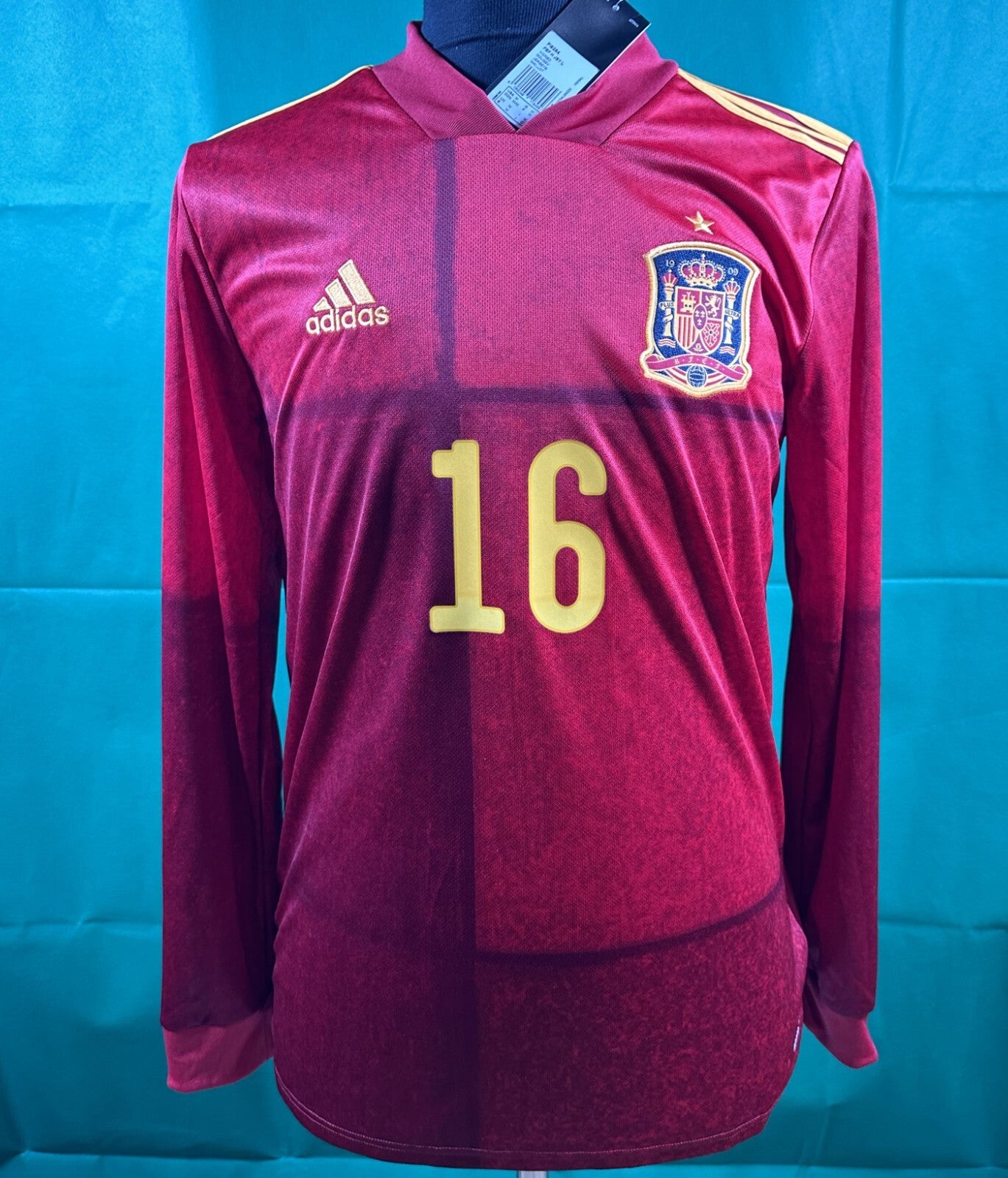 BRAND NEW SPAIN HOME ADIDAS 2020 2021 SHIRT RODRI 16 MEN'S MEDIUM