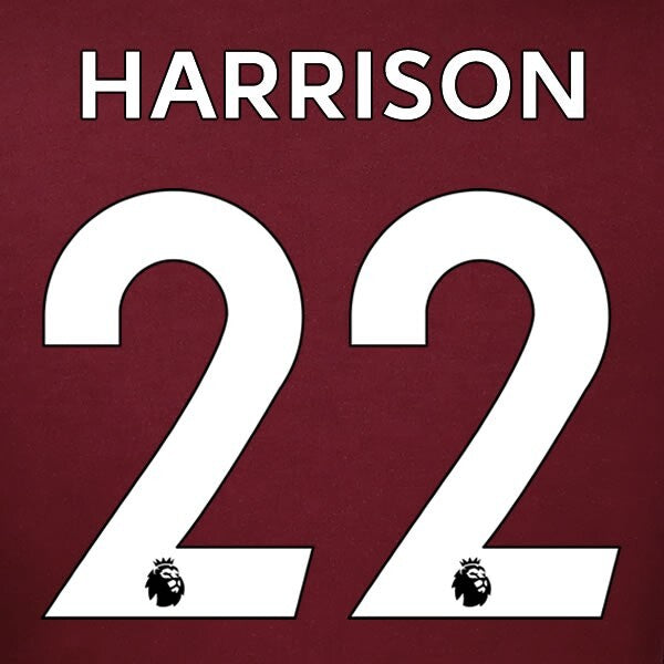 LEEDS UNITED 19-23 HARRISON 22 OFFICIAL AVERY DENNISON WHITE PLAYER SIZE SET