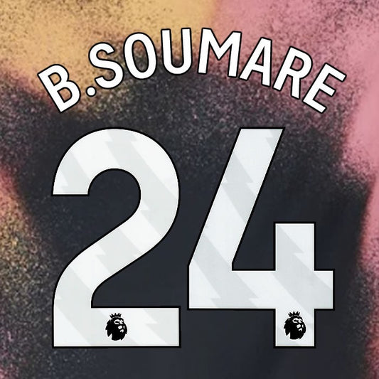 2024 2025 OFFICIAL LEICESTER CITY B SOUMARE 24 WHITE AWAY PLAYER SIZE NAME SET