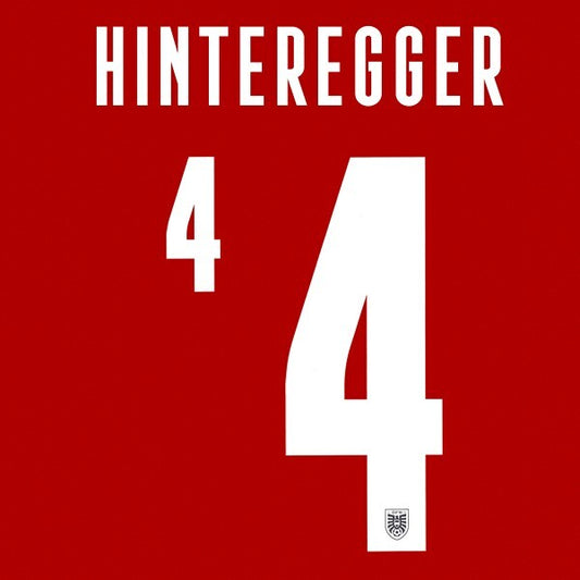 AUSTRIA 2020 2021 OFFICIAL HINTEREGGER 4 HOME PLAYER SIZE NAMESET