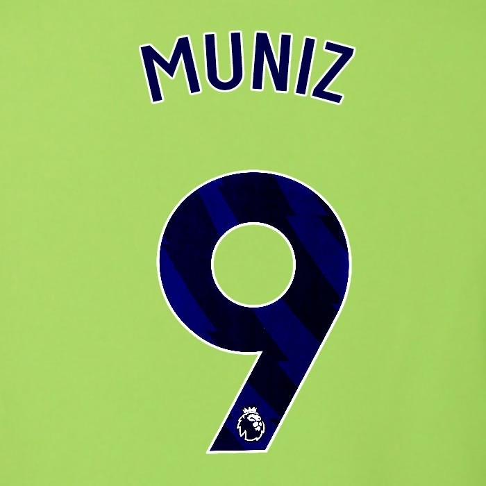 2025 2026 OFFICIAL FULHAM MUNIZ 9 BLUE AWAY PLAYER SIZE NAMESET