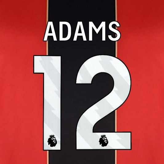 2024 2025 BOURNEMOUTH ADAMS 12 WHITE HOME PLAYER SIZE NAME SET