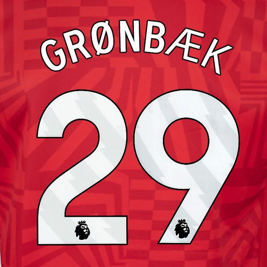 2024 2025 OFFICIAL SOUTHAMPTON GRONBÆK 29 WHITE HOME PLAYER SIZE NAME SET