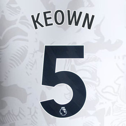 2023 2024 ASTON VILLA KEOWN 5 OFFICIAL BLACK AWAY PLAYER SIZE NAMESET