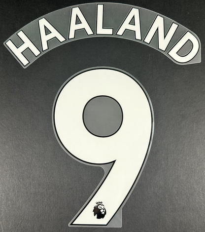2022 2023 MAN CITY HAALAND 9 OFFICIAL AVERY DENNISON WHITE PLAYER SIZE NAMESET