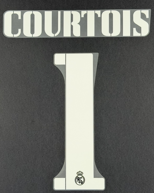2022 2023 REAL MADRID COURTOIS 1 WHITE AWAY 3RD PLAYER SIZE NAMESET 260MM