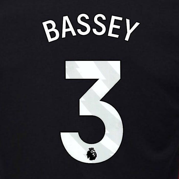 2024 2025 OFFICIAL FULHAM BASSEY 3 WHITE AWAY PLAYER SIZE NAMESET