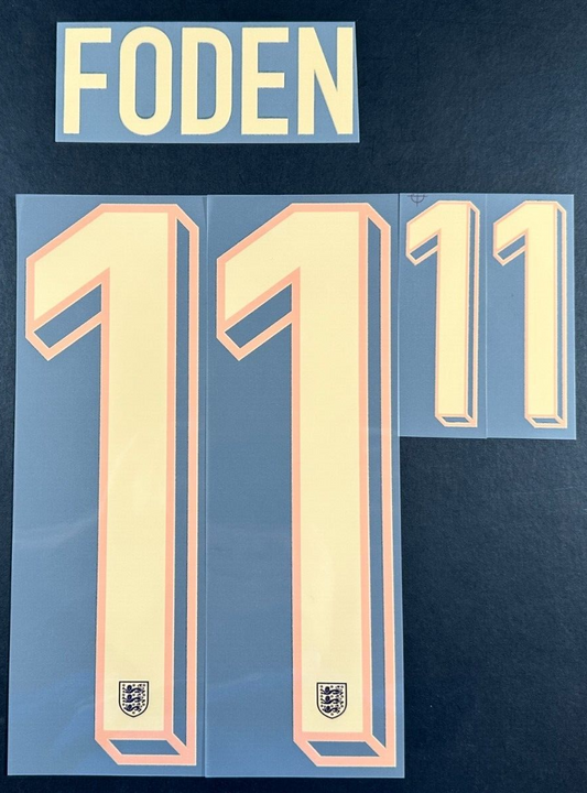 ENGLAND 2024-2025 OFFICIAL SPORTING ID FODEN 11 AWAY PLAYER SIZE NAMESET