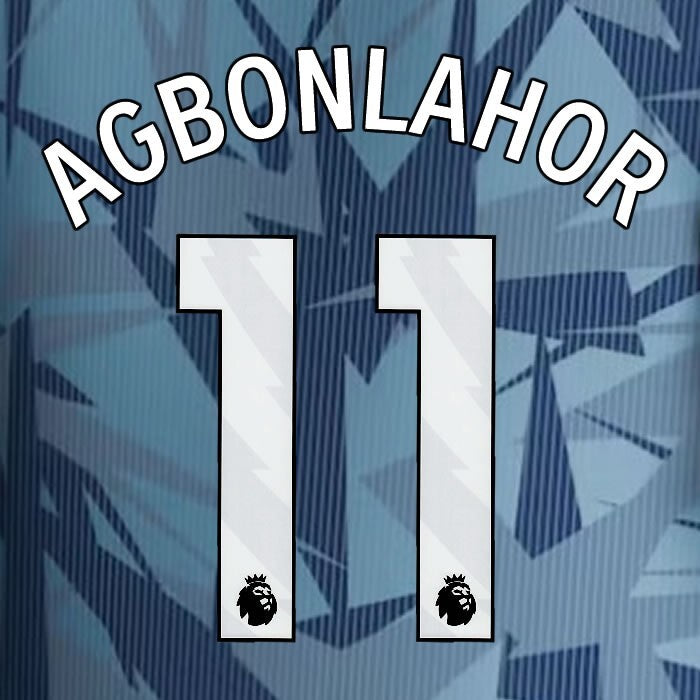 2023 2024 ASTON VILLA AGBONLAHOR 11 OFFICIAL WHITE 3RD PLAYER SIZE NAMESET