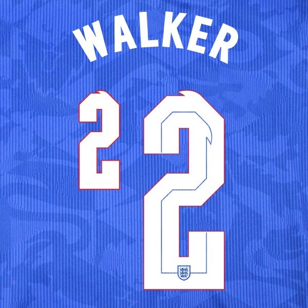 ENGLAND 2020 2021 OFFICIAL SPORTING ID WALKER 2 AWAY PLAYER SIZE NAMESET